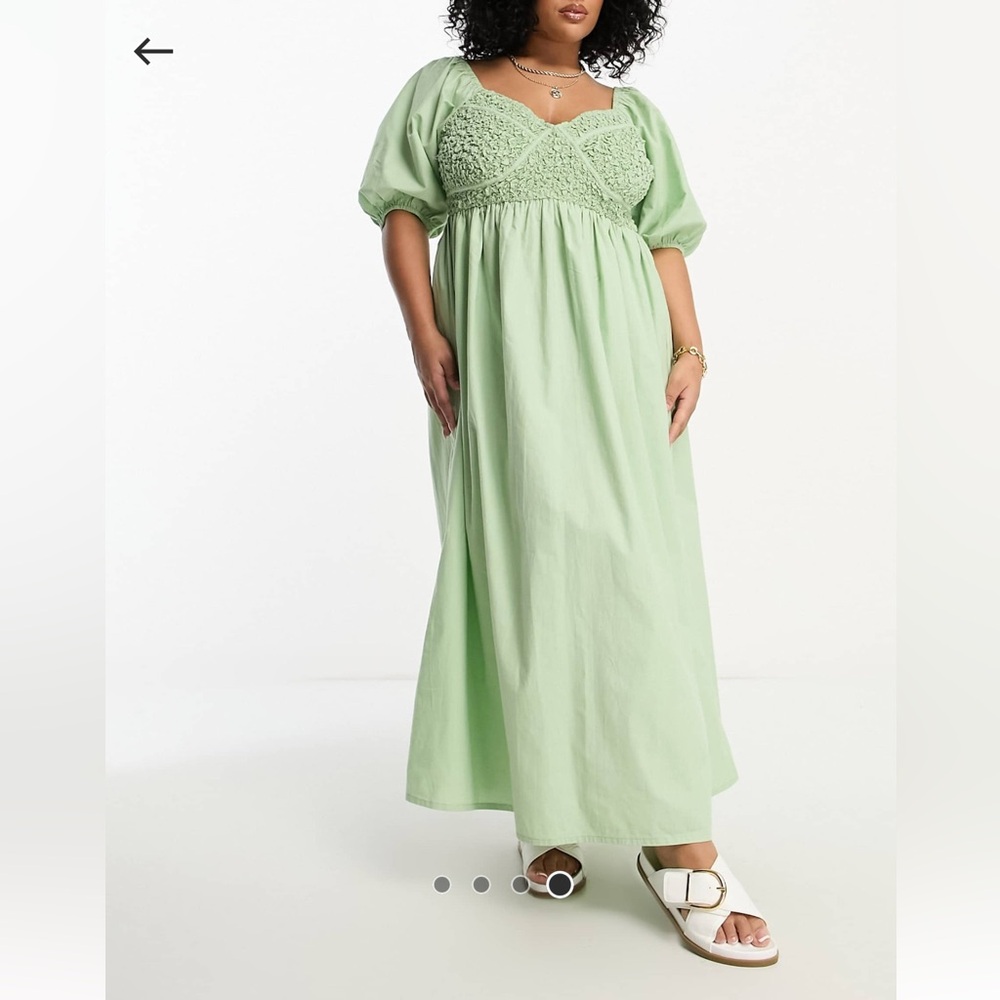 ASOS
DESIGN
cotton shirred corset midi dress in sage green